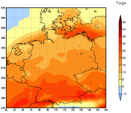 Gebietsmittel dieses Klimalaufs: +10 Tage