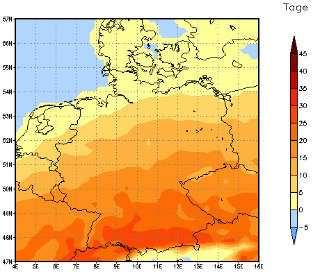 Gebietsmittel dieses Klimalaufs: +3 Tage