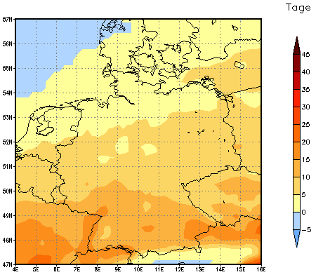 Gebietsmittel dieses Klimalaufs: +2 Tage