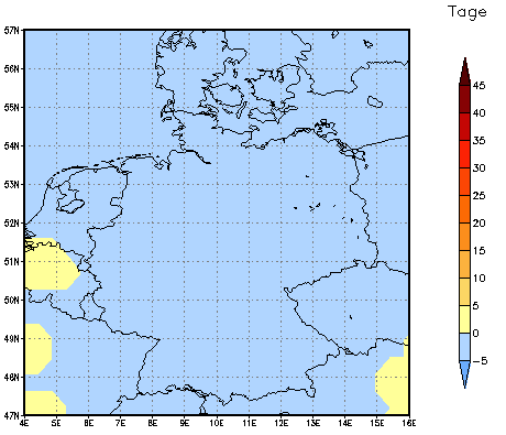 Gebietsmittel dieses Klimalaufs: 0 Tage