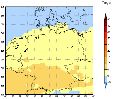 Gebietsmittel dieses Klimalaufs: +3 Tage