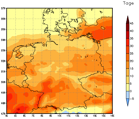 Gebietsmittel dieses Klimalaufs: +6 Tage