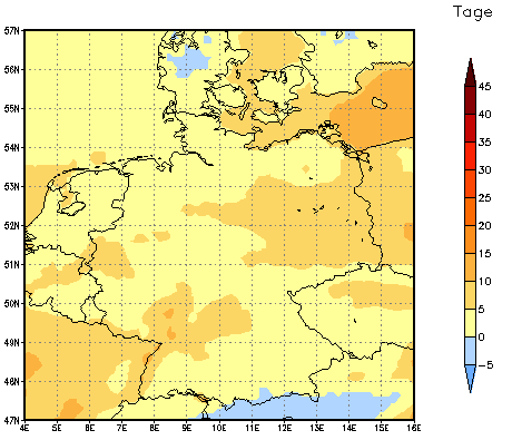 Gebietsmittel dieses Klimalaufs: +3 Tage