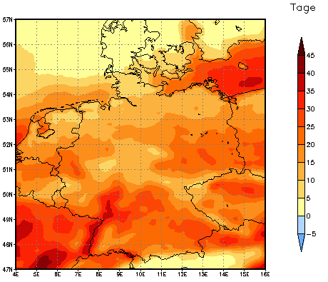 Gebietsmittel dieses Klimalaufs: +9 Tage