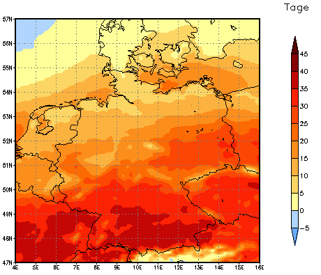 Gebietsmittel dieses Klimalaufs: +8 Tage