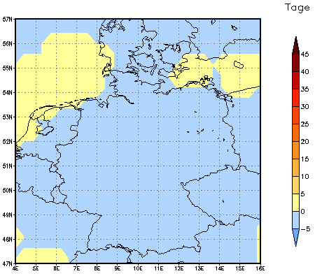 Gebietsmittel dieses Klimalaufs: 0 Tage