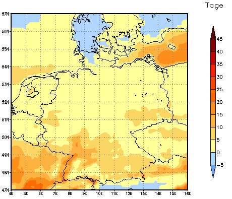 Gebietsmittel dieses Klimalaufs: +5 Tage