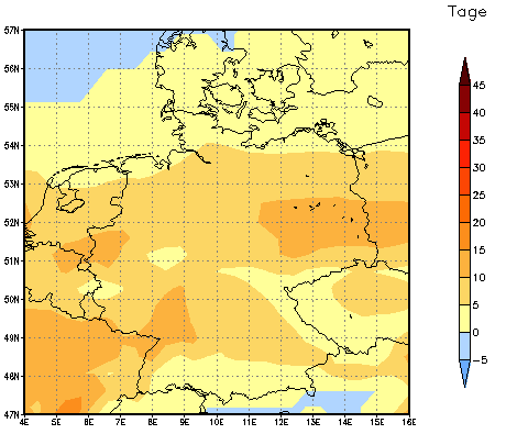 Gebietsmittel dieses Klimalaufs: +8 Tage