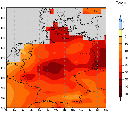 Gebietsmittel dieses Klimalaufs: -27 Tage