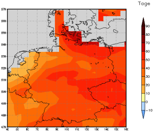 Gebietsmittel dieses Klimalaufs: +44 Tage