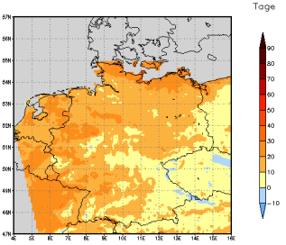 Gebietsmittel dieses Klimalaufs: +13 Tage