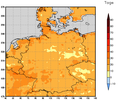 Gebietsmittel dieses Klimalaufs: +16 Tage