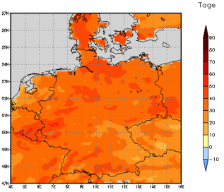 Gebietsmittel dieses Klimalaufs: +35 Tage