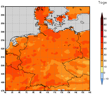 Gebietsmittel dieses Klimalaufs: +36 Tage