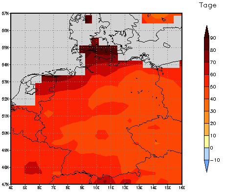 Gebietsmittel dieses Klimalaufs: +53 Tage