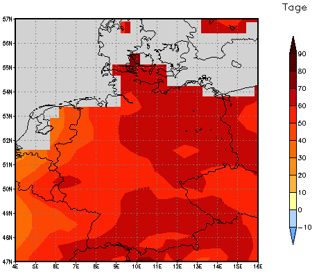 Gebietsmittel dieses Klimalaufs: +53 Tage