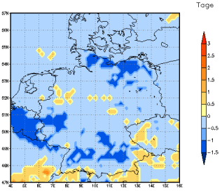 Gebietsmittel dieses Klimalaufs: -1 Tage