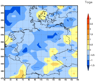 Gebietsmittel dieses Klimalaufs: -1 Tage