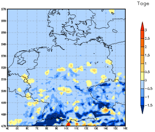 Gebietsmittel dieses Klimalaufs: -1 Tage